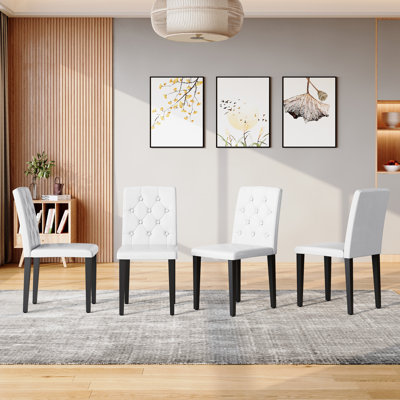 Chaise de salle à manger moderne avec dossier capitonné, tissu technique et conception ergonomique