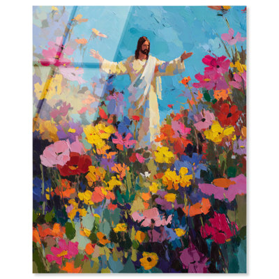 «Jesus in the Wildflowers», reproduction d'art acrylique sur toile par Art Remedy, prête à être suspendue, 20 x 24