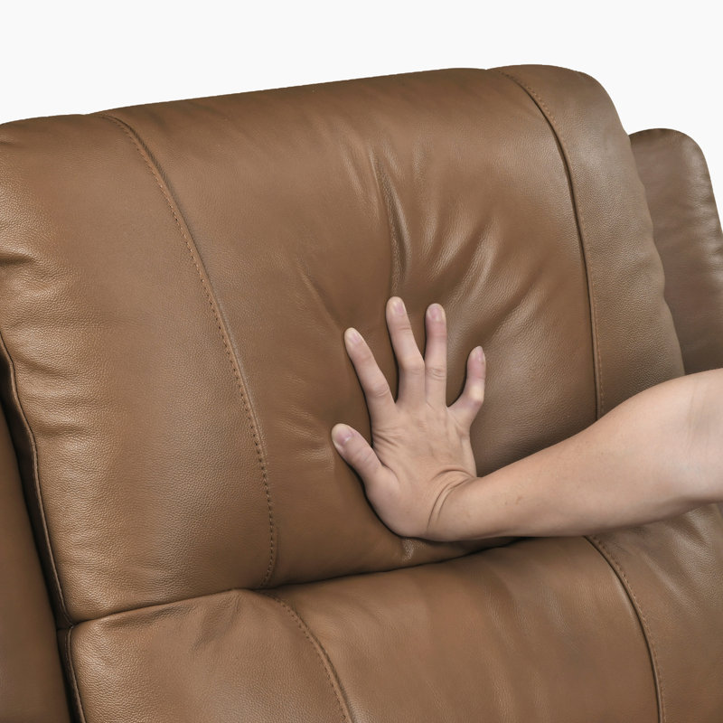 Lucien: Fauteuil inclinable électrique en cuir fleur moderne et contemporain de 35 po avec commande à une touche, charge USB et conception à fixation murale