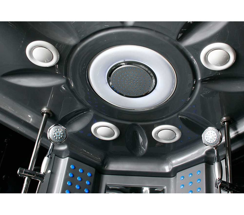 Douche à vapeur ronde avec cadre H 88 po x l 64 po, gris