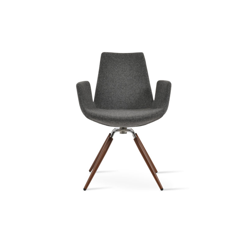 Fauteuil pivotant en laine Eiffel, Noyer, Gris foncé