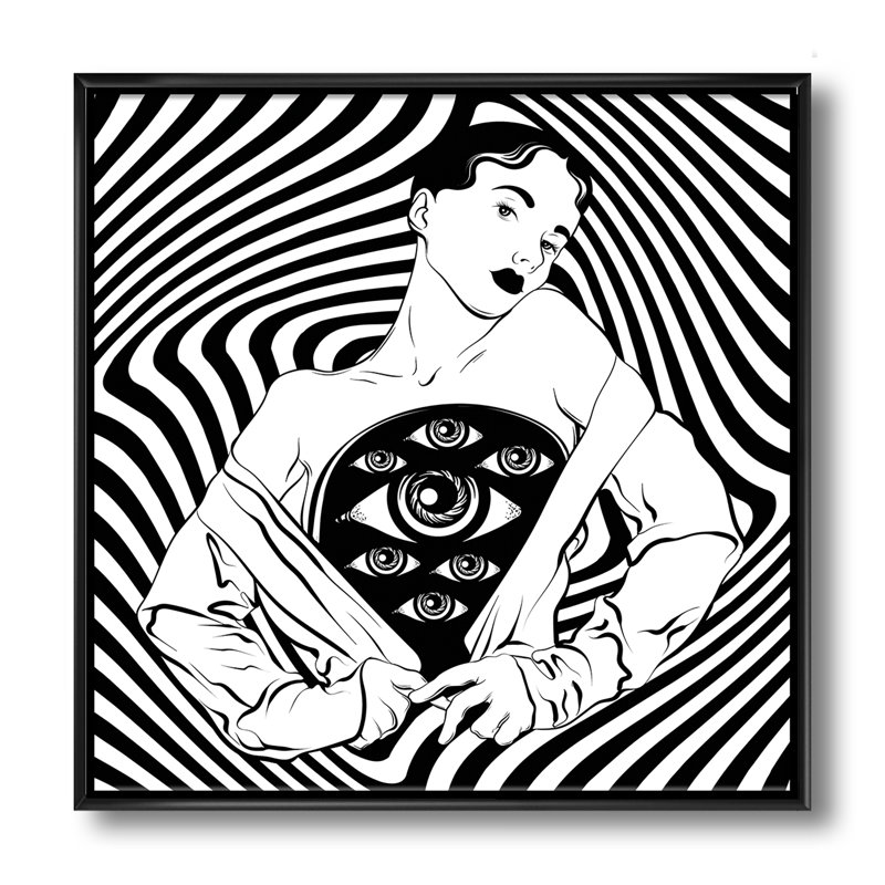 «Empowered Cosmic Women Geometric Goddess Series», impression sur toile, H 46 po x l 46 po x P 1,5 po, Toile avec cadre noir
