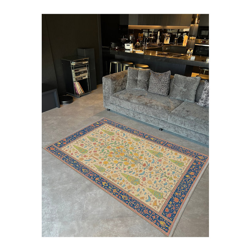 Tapis blanc tissé à motif lavable Mosso, 2 pi x 2 pi 11 po