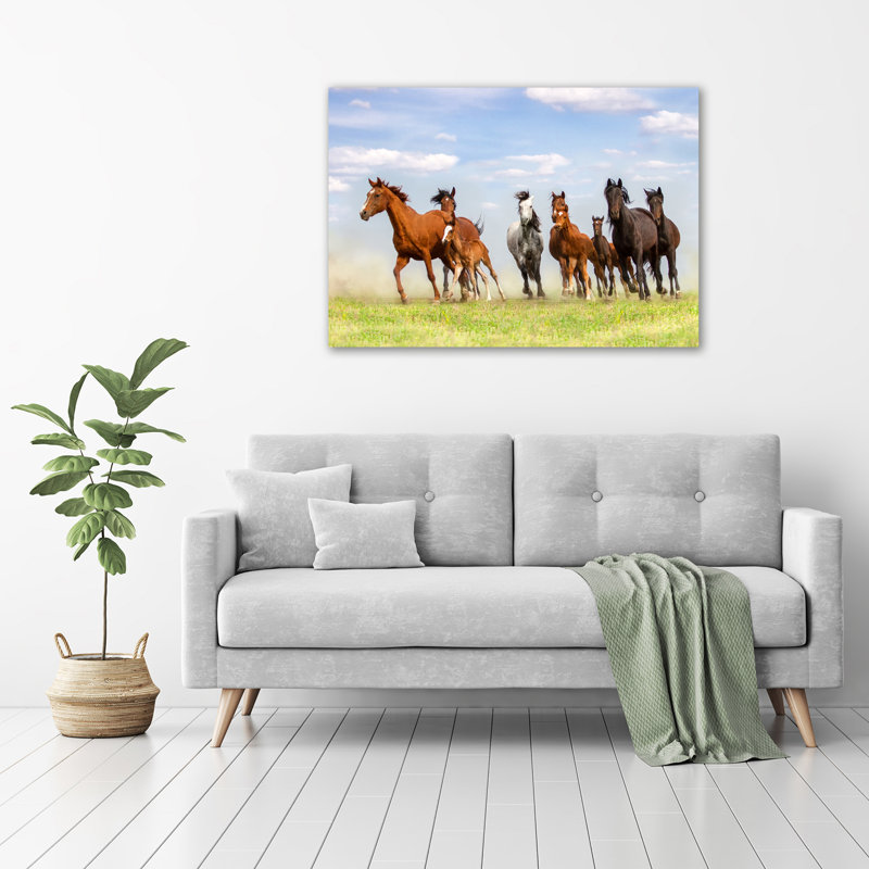 Horses In A Gallop - Wrapped Canvas Print