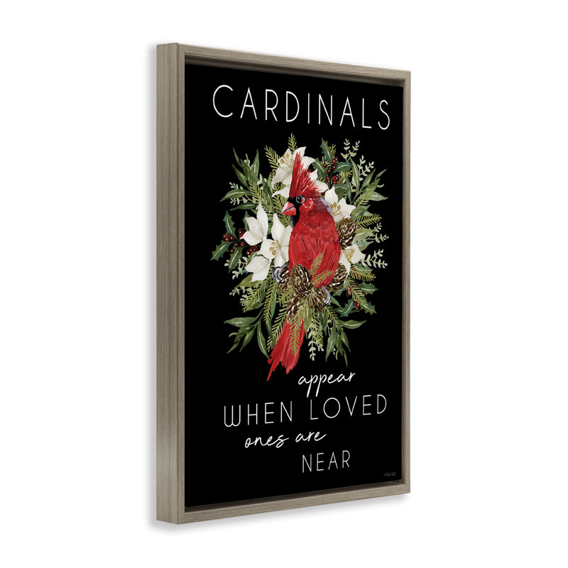 Cadre flottant à motif saisonnier Cardinals, H 31 po x l 21 po, Cadre flottant orme Montalcino