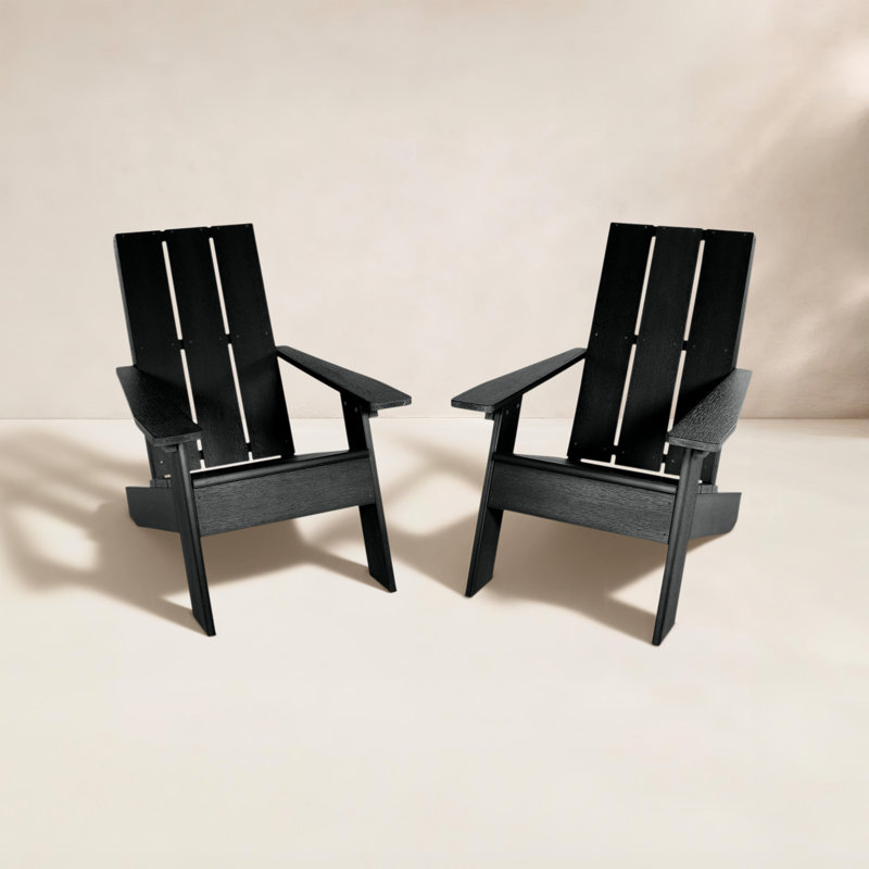 Byrnes Plastic Outdoor Adirondack Set, Black