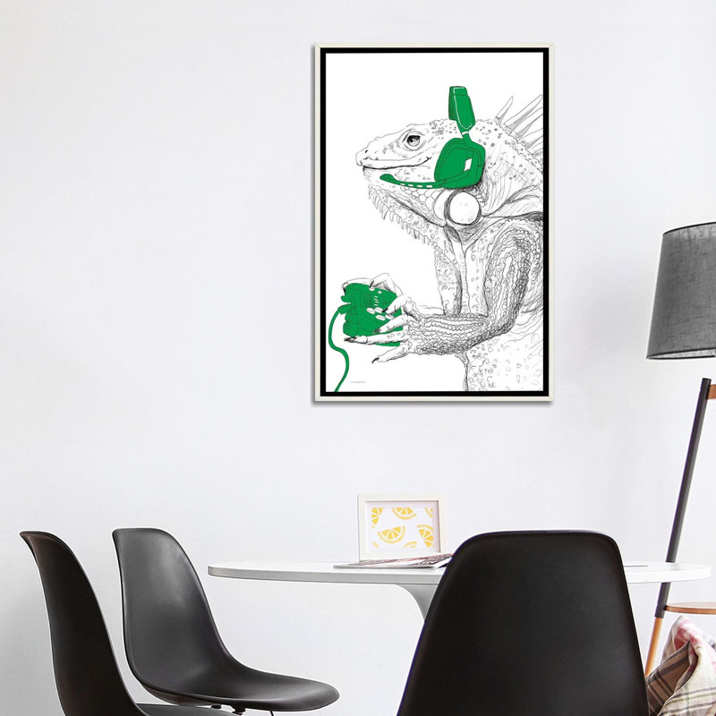 «I-guana Game All Day», reproduction d'art sur toile tendue, 12 po x 8 po, Toile tendue avec châssis, Sans cadre