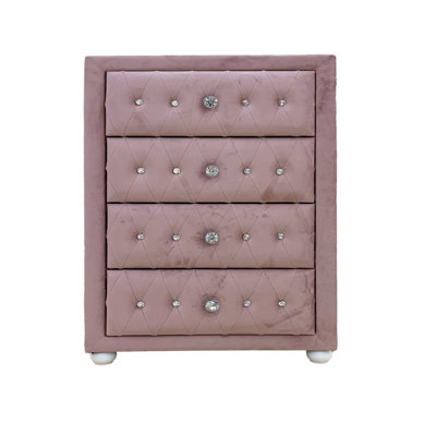 Commode rose en tissu