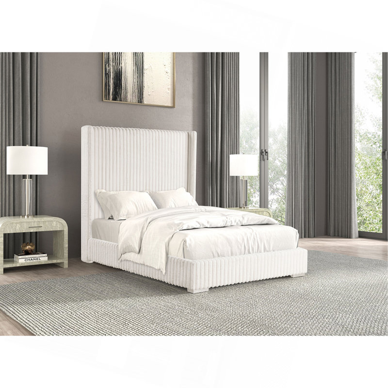 Mobilier de chambre à coucher contemporain 1pc, Lit simple, Blanc