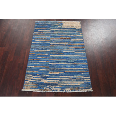 Kwame One-of-a-Kind 2'9" X 4'0" Wool Area Rug in Blue