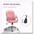 PU Leather Home Office Chair,Button Tufted Desk Chair With Padded Armrests,Adjustable Height And Swivel Wheels,Pink-1190937407