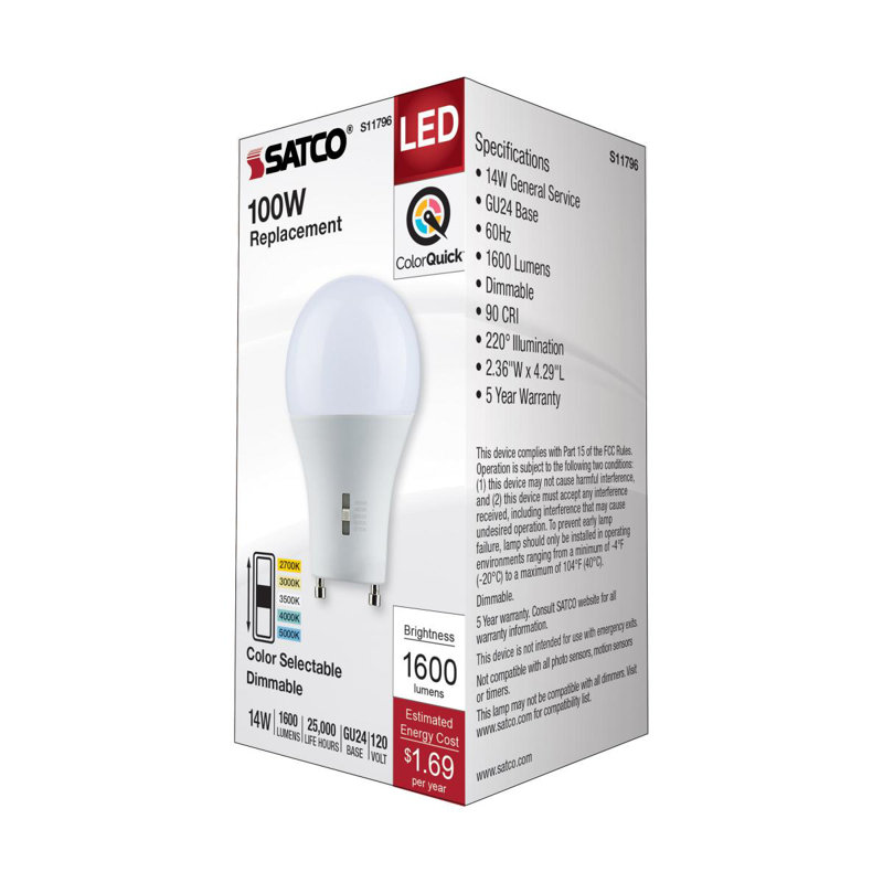 12 Watt White LED Bulb, 100 Watt Equivalent