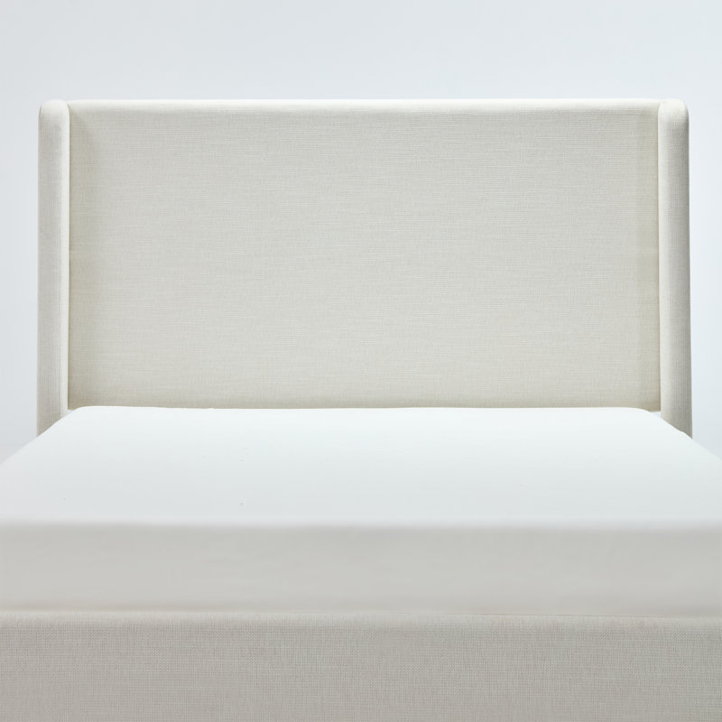 Carmen Upholstered Wingback Bed, Queen, Ivory Canvas