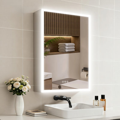 LED Bathroom Medicine Cabinet with Mirror, Defogger, Bluetooth Speakers and Adjustable Storage