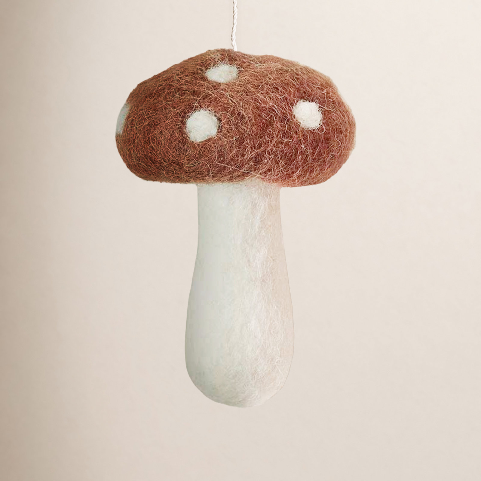 Farmhouse Pottery Felted Festive 4" Mushroom Decor, 3.5" H x 2.5" W x 2.5" D, Brown