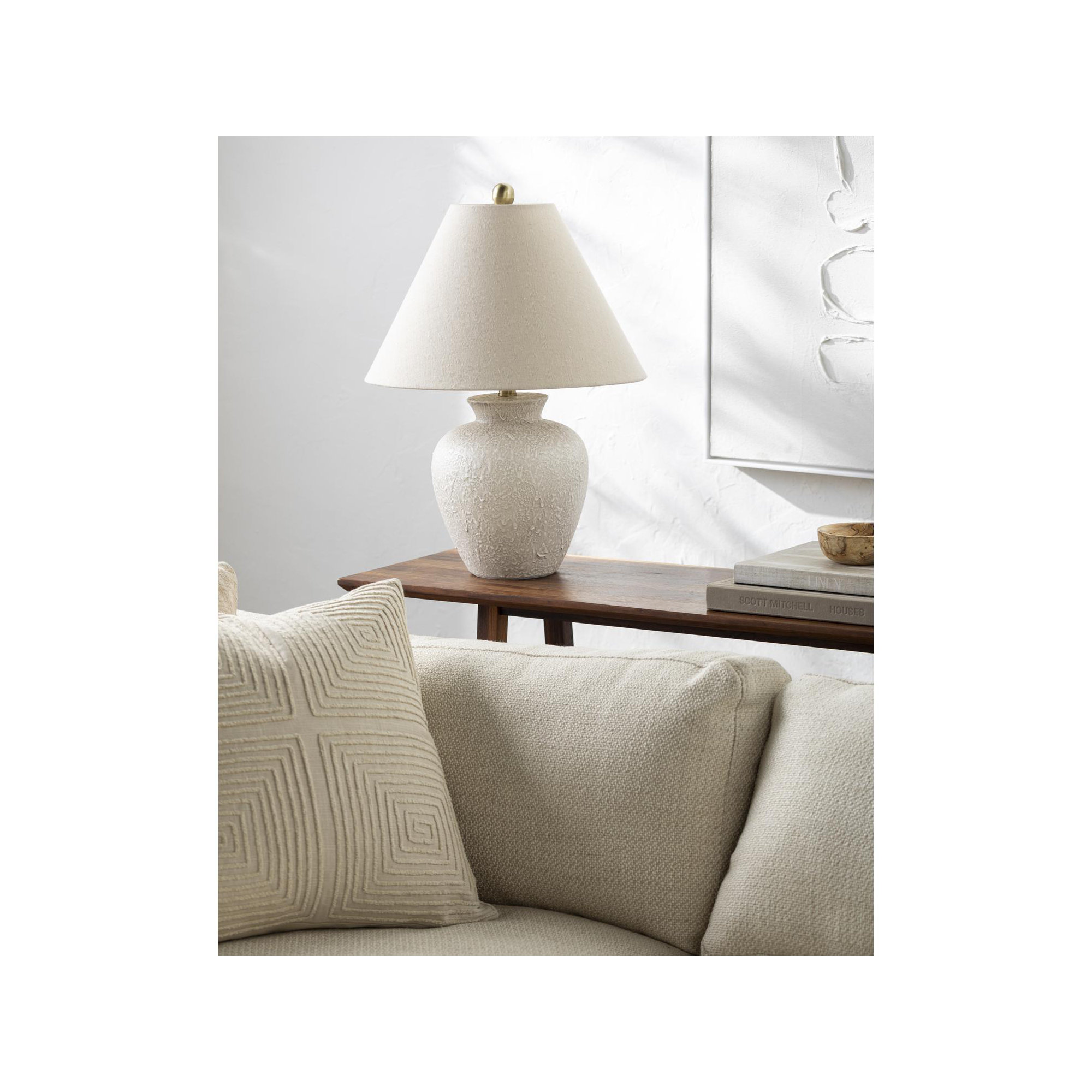 Calico Table Lamp, Cream Finish / Natural Shade