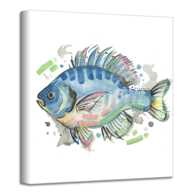 «White Trout» par Brandon Thomas, reproduction d'art sur toile tendue, H 12 po x l 12 po x 1,5 po