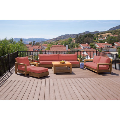 Crelake Teak 7 - Person Patio Conversation Set with Cushions