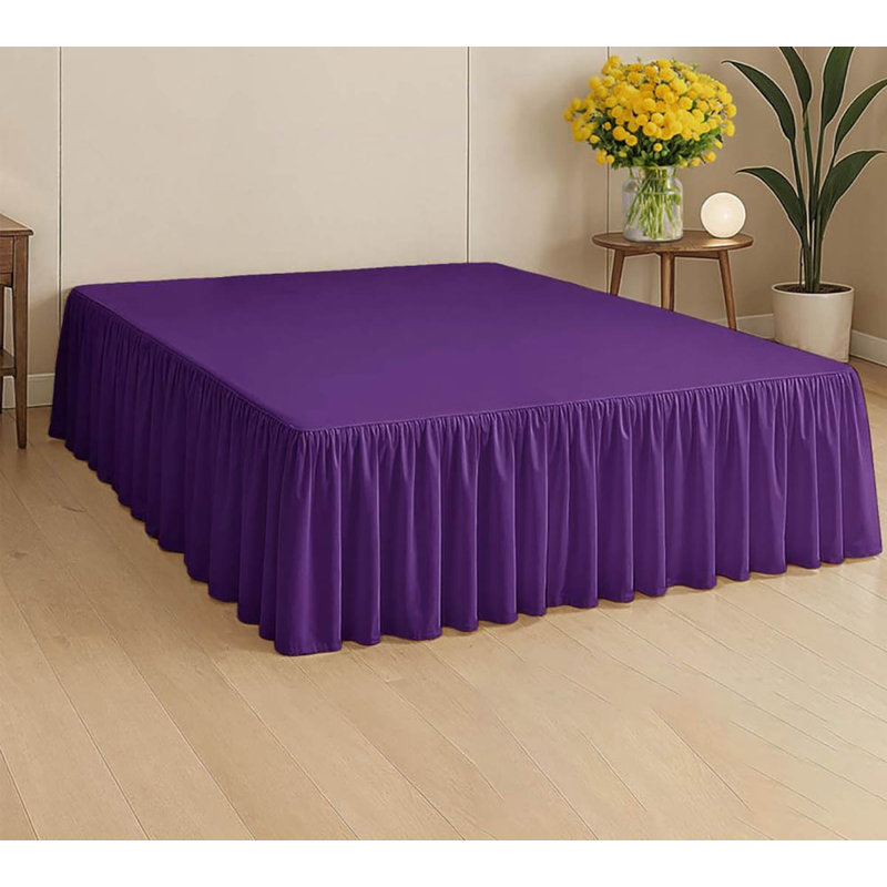 Full Size Ruffled Bed Skirt: 15-Inch Drop, Purple