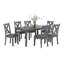 Table de salle à manger moderne 7 pièces gris avec 6 chaises en X-1280017350