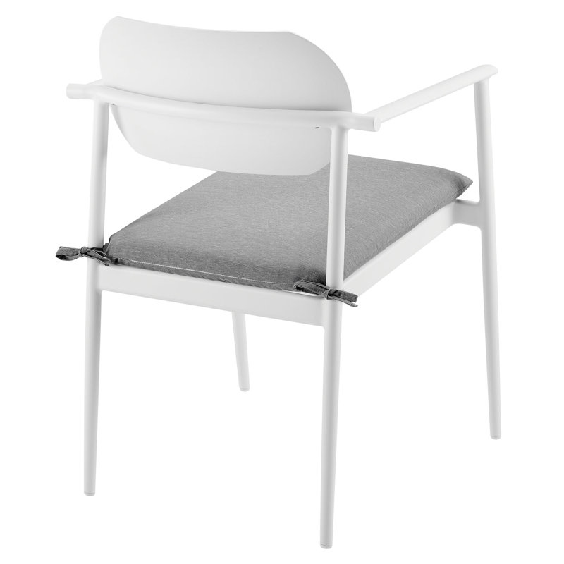 Aeris White and Light Gray Aluminum Stackable Outdoor Dining Armchair Set