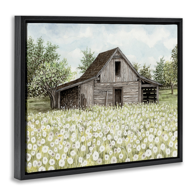 «White Poppy Farm Meadow» par Cindy Jacobs, Cadre flottant noir de jais, H 17 po x l 21 po