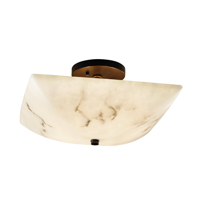 Aleynah Faux Alabaster Resin Flush Mount, Antique Brass