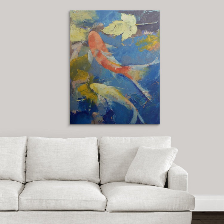 Wireman " Autumn Koi Garden " by Michael Creese, 48" H x 38" W x 1.5" D, Canvas