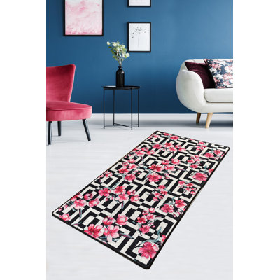 Premium Area Rug (5.2 x 7.5 ft), 100% Polyester, 0.2 in Pile Height | Antibacterial, Non-Slip Underside, Machine Washable | Elegant Design for Living Room & Bedroom Decor, Soft and Durable