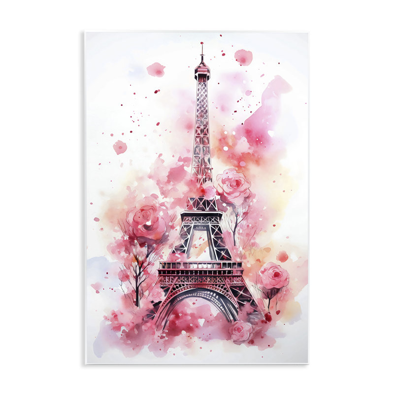 Plaque murale Eiffel Tower In Roses, design by Creative Studio, H 15 po x l 10 po
