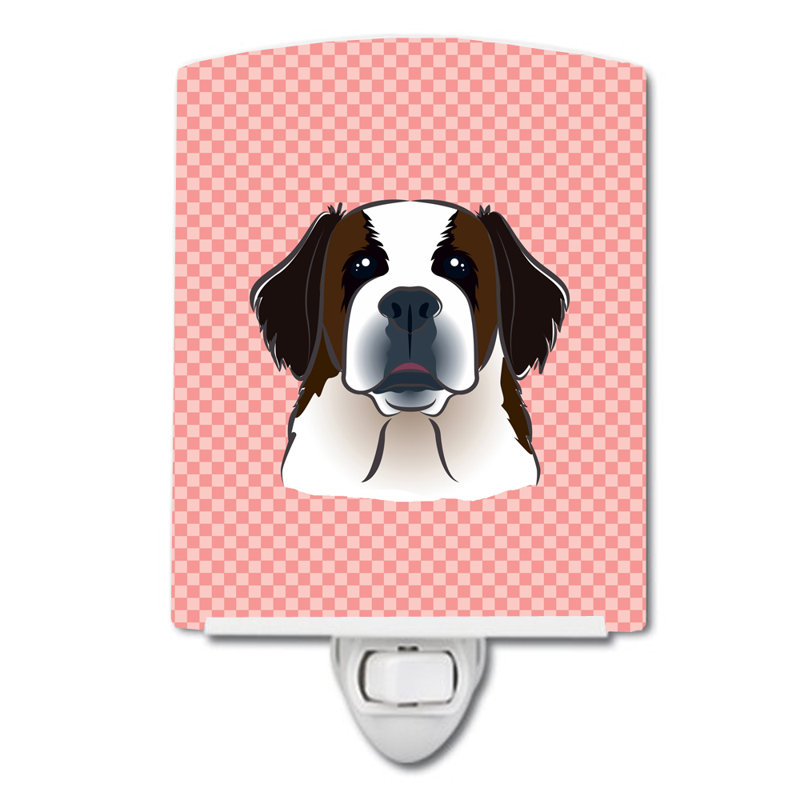 Éclairage de nuit en céramique damier de braque teckel, Rose, Saint-Bernard