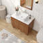 Meuble-lavabo en noyer de 91 cm (36 po) avec lavabo à poser, panneau cannelé, comptoir en pierre à motif de marbre, meuble autoportant avec tablette réglable et rangement dissimulé-1957330493