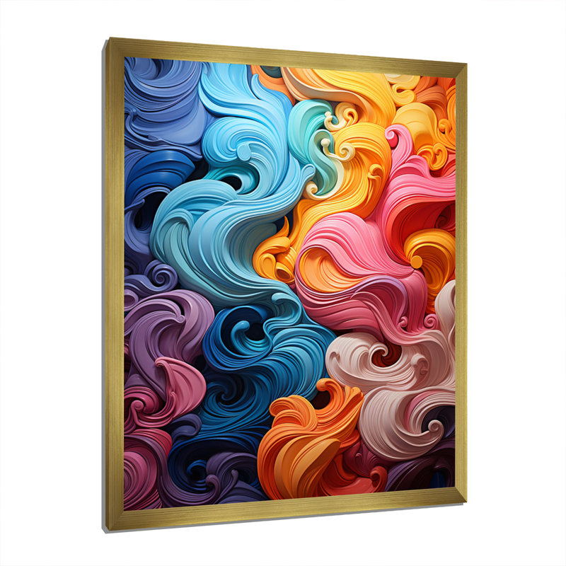«Opt Art», Delirium I sur toile, Cadre photo doré, H 44 po x l 34 po x P 1,5 po