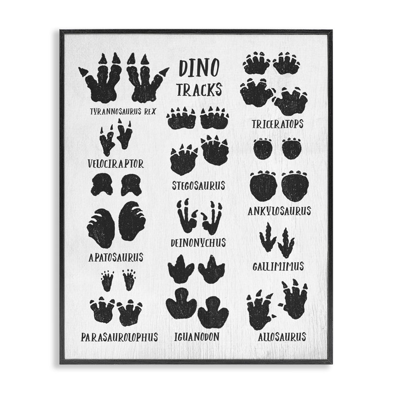 Tableau de traces de dinosaures pour enfants, estampe numérique par Daphne Polselli, H 20 po x l 16 po