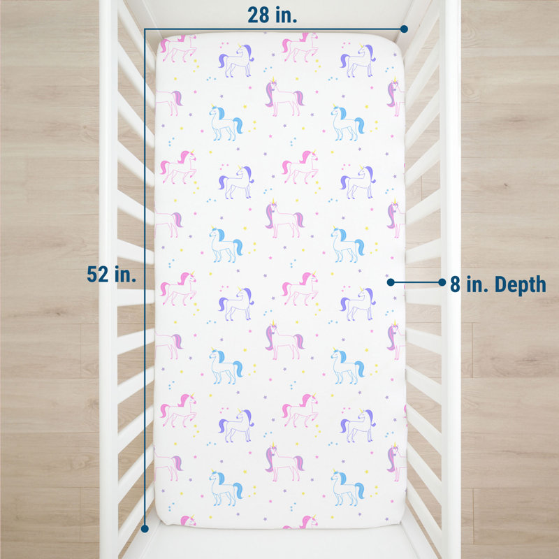 Wildkin Kids 100% Microfiber Crib Sheet – Soft, Breathable Fitted Sheet - Unicorn