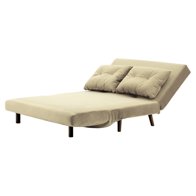 Donald 2 Seater Sofa Bed,  78cm H X 142cm W X 90cm D, Dark Oak, Beige