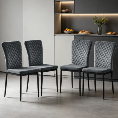 Modern Velvet/Suede Armless Dining Chair High Back with Diamond Tufting 