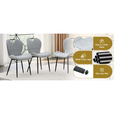 Set of 4 Brown PU Dining Chairs with Integrated Handle. Black Metal Frame, Adjustable Leveling Feet. Home Dining Chairs with Extra-Wide Comfortable Cushion, Versatile for Multiple Scenarios.