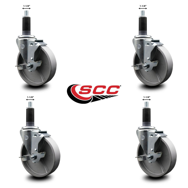 Ensemble de roulettes extensibles semi-pivotantes 1-1 / 8 pouces avec frein SCC