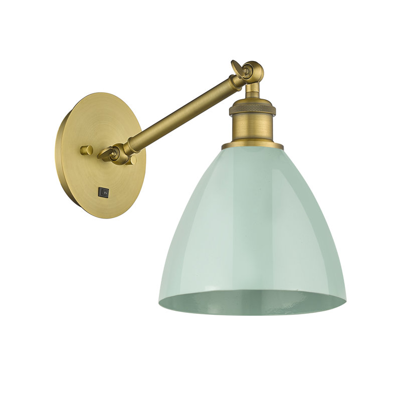 Armed Sconce, Seafoam, Brushed Brass