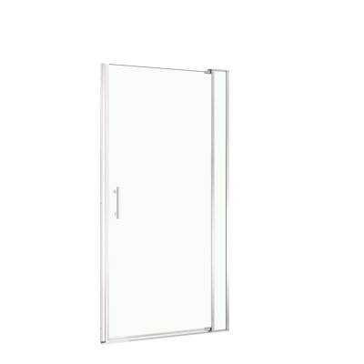 Porte de douche à pivot 28 x 32 po x H 72 po, ouverture universelle à gauche et à droite, ouverture extérieure, verre trempé 1/4 po 5/16 po, nickel brossé, charnière en acier inoxydable 304, anti-corrosion, minimisation des fuites, magnétique