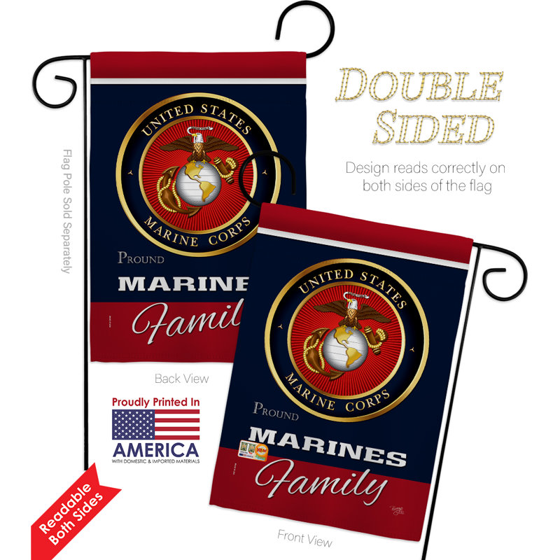 Ensemble de 2 côtés 5 pi 5 po x 1 po en polyester à l’oreiller vertical marines fier de la famille american american