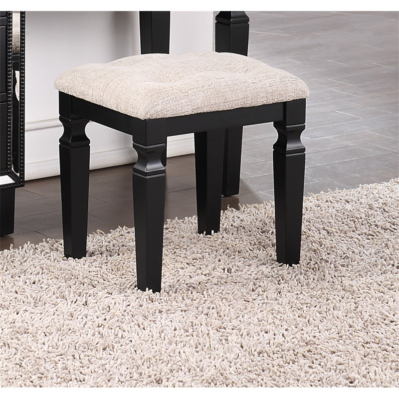 Ensemble de meuble-lavabo de style traditionnel noir traditionnel avec tiroirs de rangement et tabouret 1 pièce, Noir
