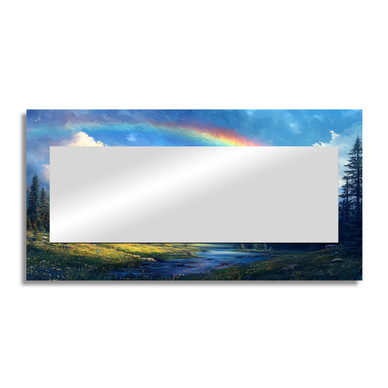 Rainbow Over The Rocky Mountains - Landscapes Decorative Mirror Wall Art - Printed On Metal, 28" x 55"