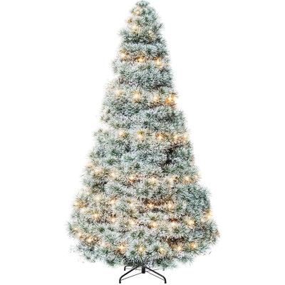 Pre-lit Christmas Tree, Artificial Spruce Tree with 8 Warm Light Modes