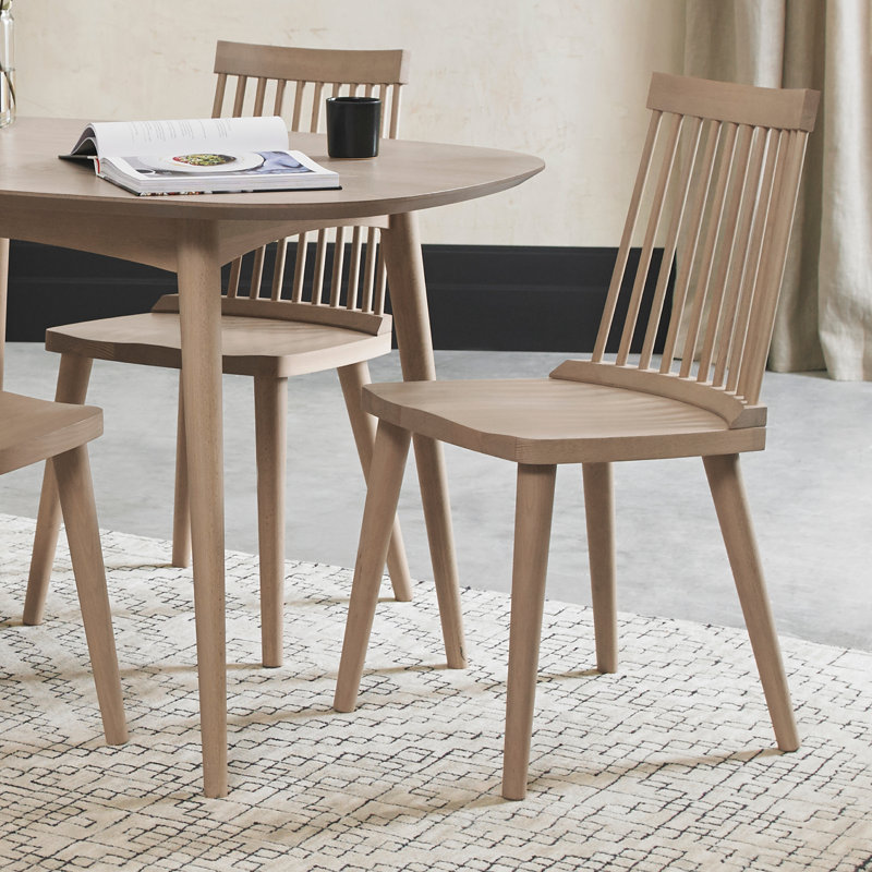 Whitted Polyester Blend Upholstered Slat Back Cantilever Chair in Scandi Oak, Scandi Oak