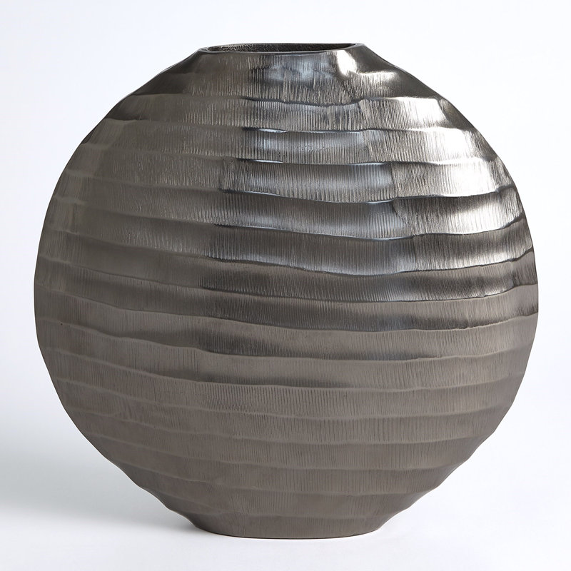 Aluminum Table Vase, Black Nickel, 15.25" H x 15.5" W x 4" D