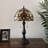 Simonson Tiffany Table Lamp Gold Stained Glass Baroque Style Lavender Included LED Bulbs 22"H*12"W*12"D