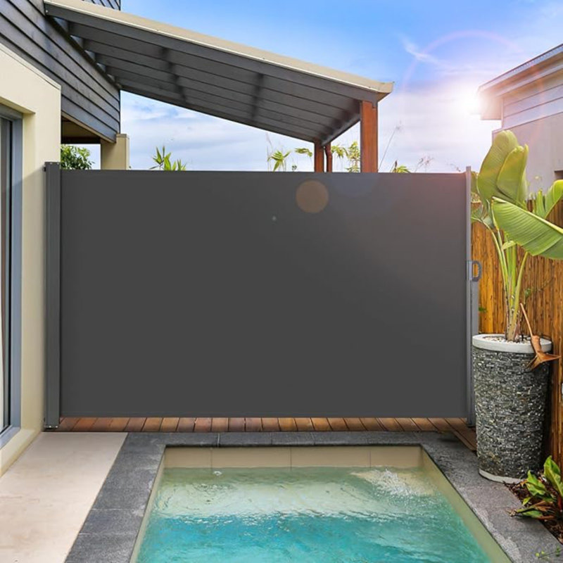Pirecart Retractable Side Awning, Patio Side Screen Awning, Uv Resistant, Waterproof, retractable privacy screen for Garden, Balcony, Courtyard, Terrace and Porch (Dark Grey)