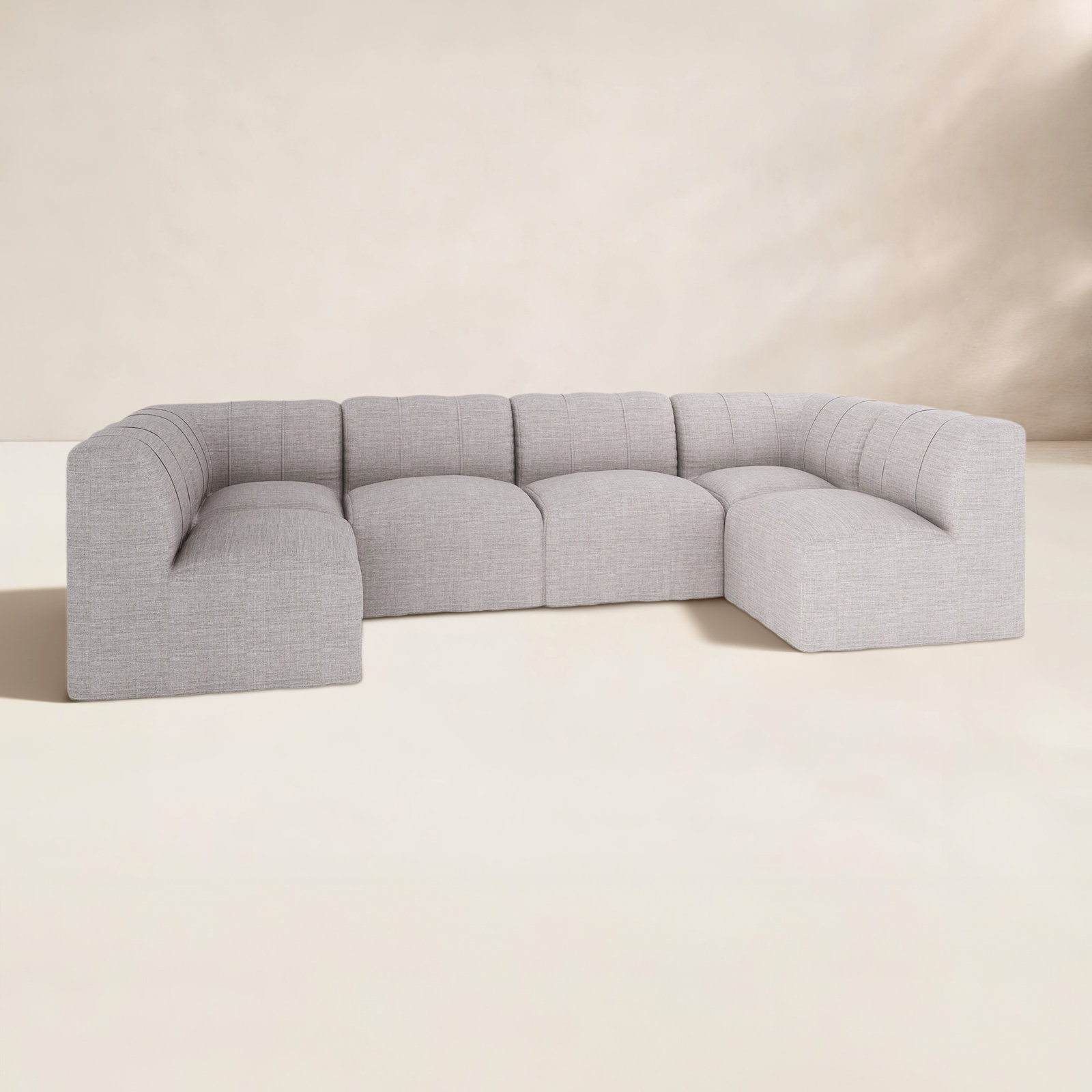 Praia 124" Sunbrella Outdoor U Sectional, Cast Silver Sunbrella®